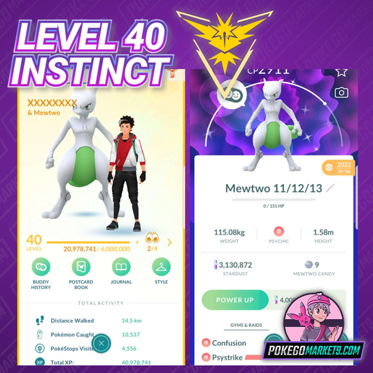Level 40 Instinct | Shiny Mewtwo | 30 Shiny | 3.1 M Dust | #BA67