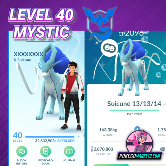 Level 40 Mystic | Shiny Suicune | 52 Million XP | 2.8M Dust | #BA76