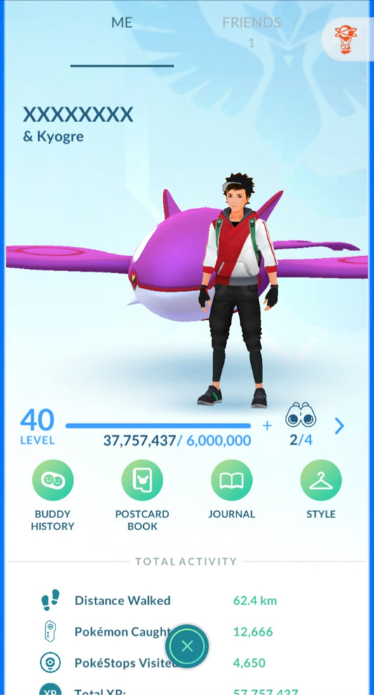 Level 40 Mystic | Shiny Kyogre | 57 Million XP | 3.8M Dust | #BA70